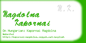 magdolna kapornai business card